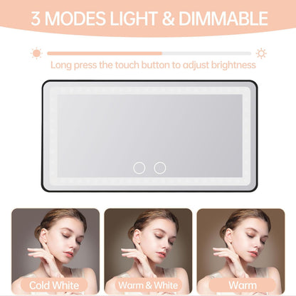 Miroir de Maquillage Rechargeable pour Voiture avec LED Réglables